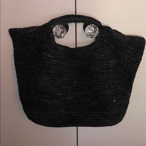 Flora Bella black raffia straw bag